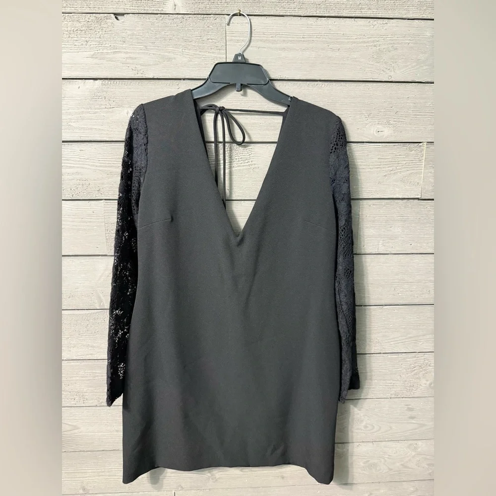NWT The KOOPLES Vestiaire Black Lace Sleeve LBD Mini Dress Sz 3 US L Summer Date - Picture 7 of 10